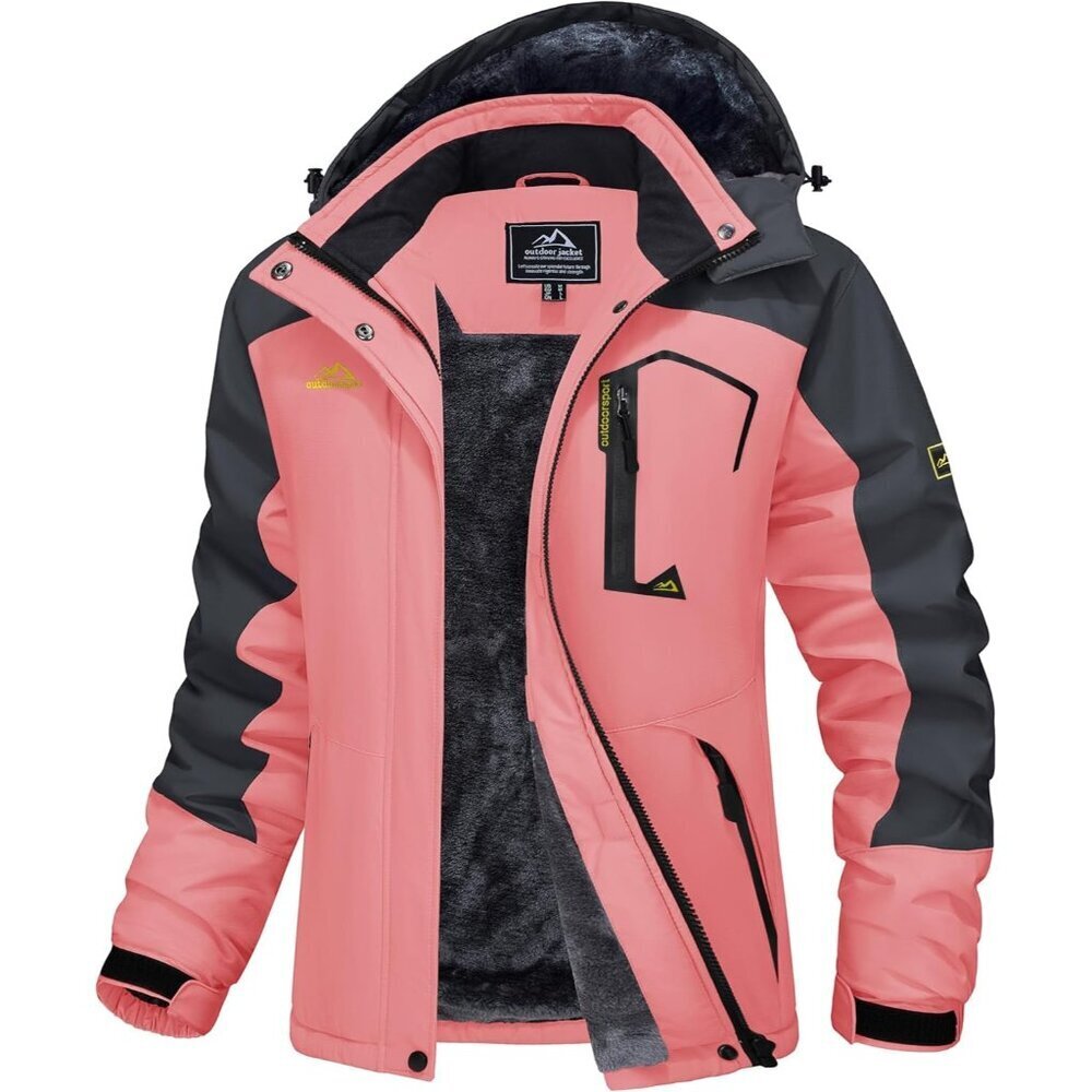 Women's Pink Grey Como Ski Jacket Waterproof Jacket Windproof Winter Coats